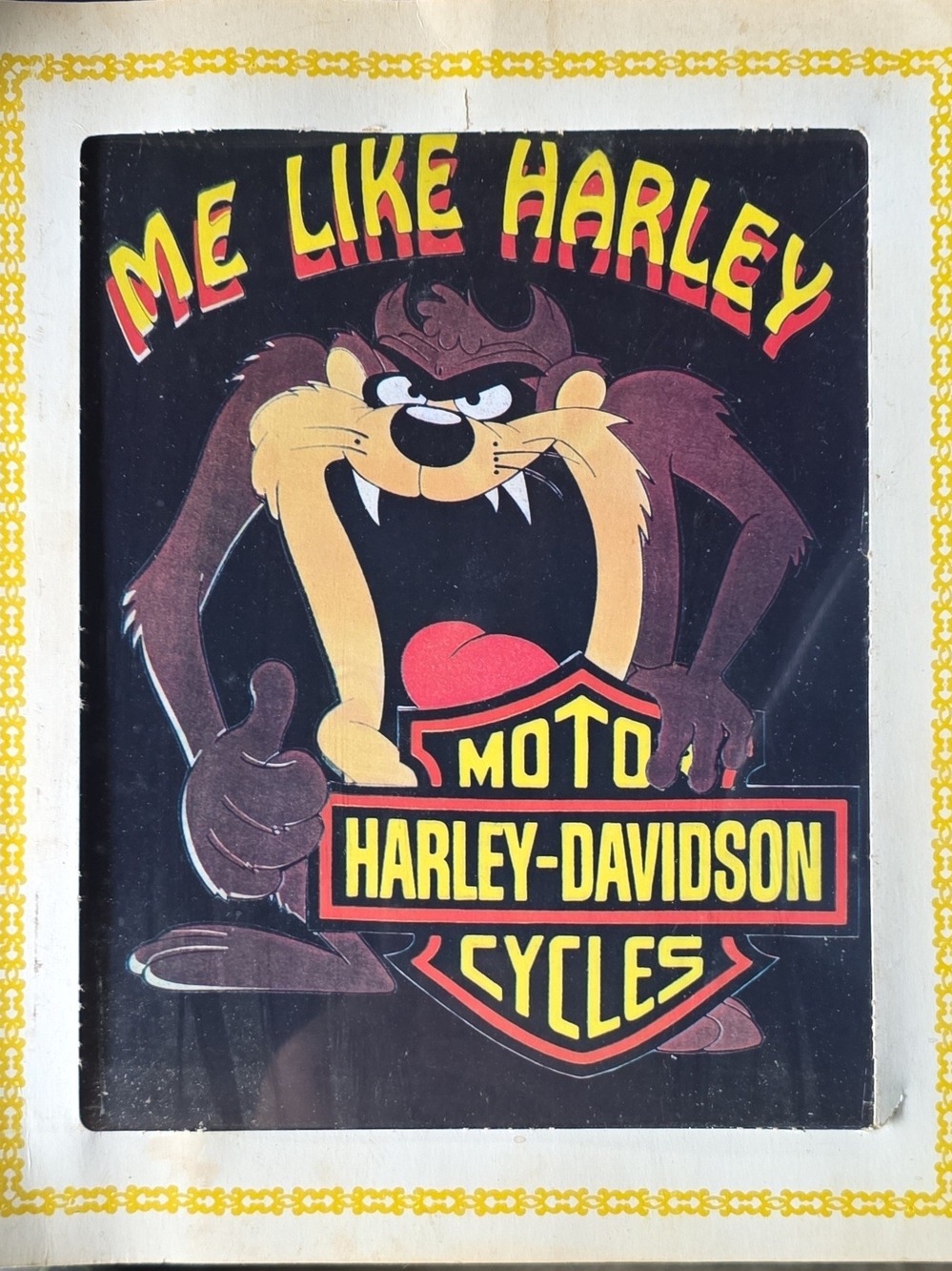 Harley-Davidson Black, Yellow & Red Taz Motorcycle Sign
